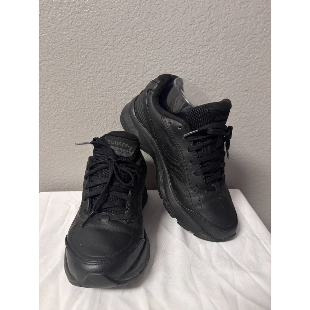 Saucony Womens 7.5 Omni Walker 3 Black Leather Walking Shoes S50202-2 Sneakers